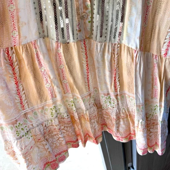 $250 Anthropologie lovers! MADE IN ITALY Boho mini oversized dress S viscose - Picture 9 of 14